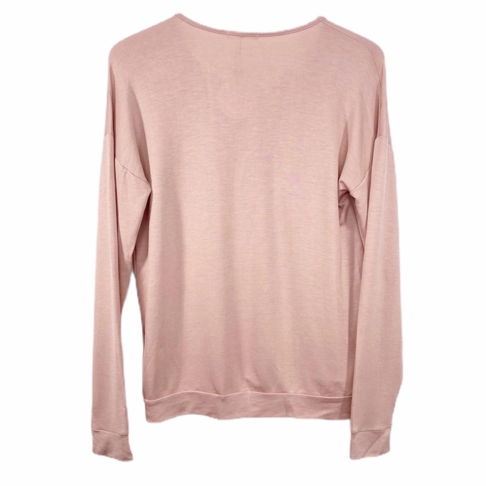 12 PM BY MON AMI lace up long sleeve top  L pink - Picture 2 of 9